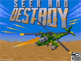 Title screen of Seek and Destroy on the Commodore Amiga CD32.