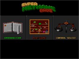 Title screen of Super Methane Bros. on the Commodore Amiga CD32.