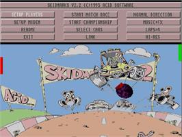 Title screen of Super Skidmarks on the Commodore Amiga CD32.