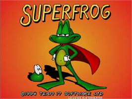 Title screen of Superfrog on the Commodore Amiga CD32.