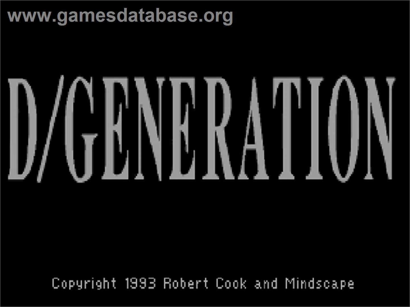 D/Generation - Commodore Amiga CD32 - Artwork - Title Screen