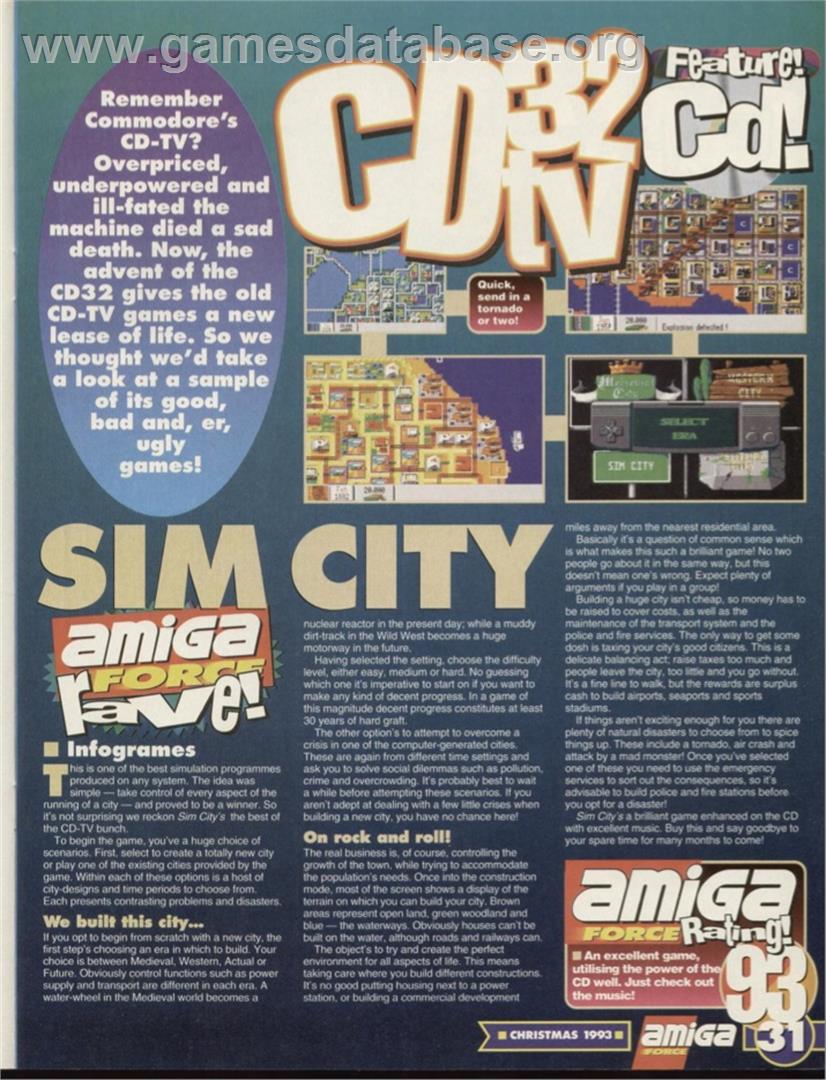 Sim City - Commodore CDTV - Artwork - Advert