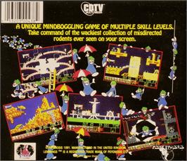 Box back cover for Lemmings on the Commodore CDTV.