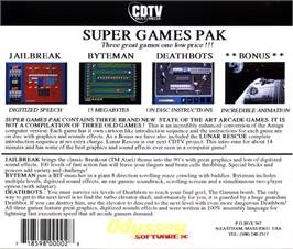 Box back cover for Super Games Pak on the Commodore CDTV.