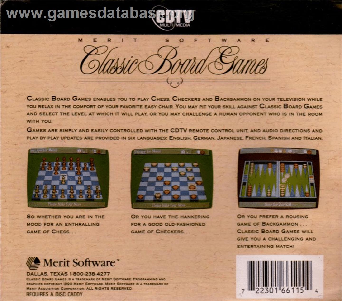 Classic Board Games - Commodore CDTV - Artwork - Box Back
