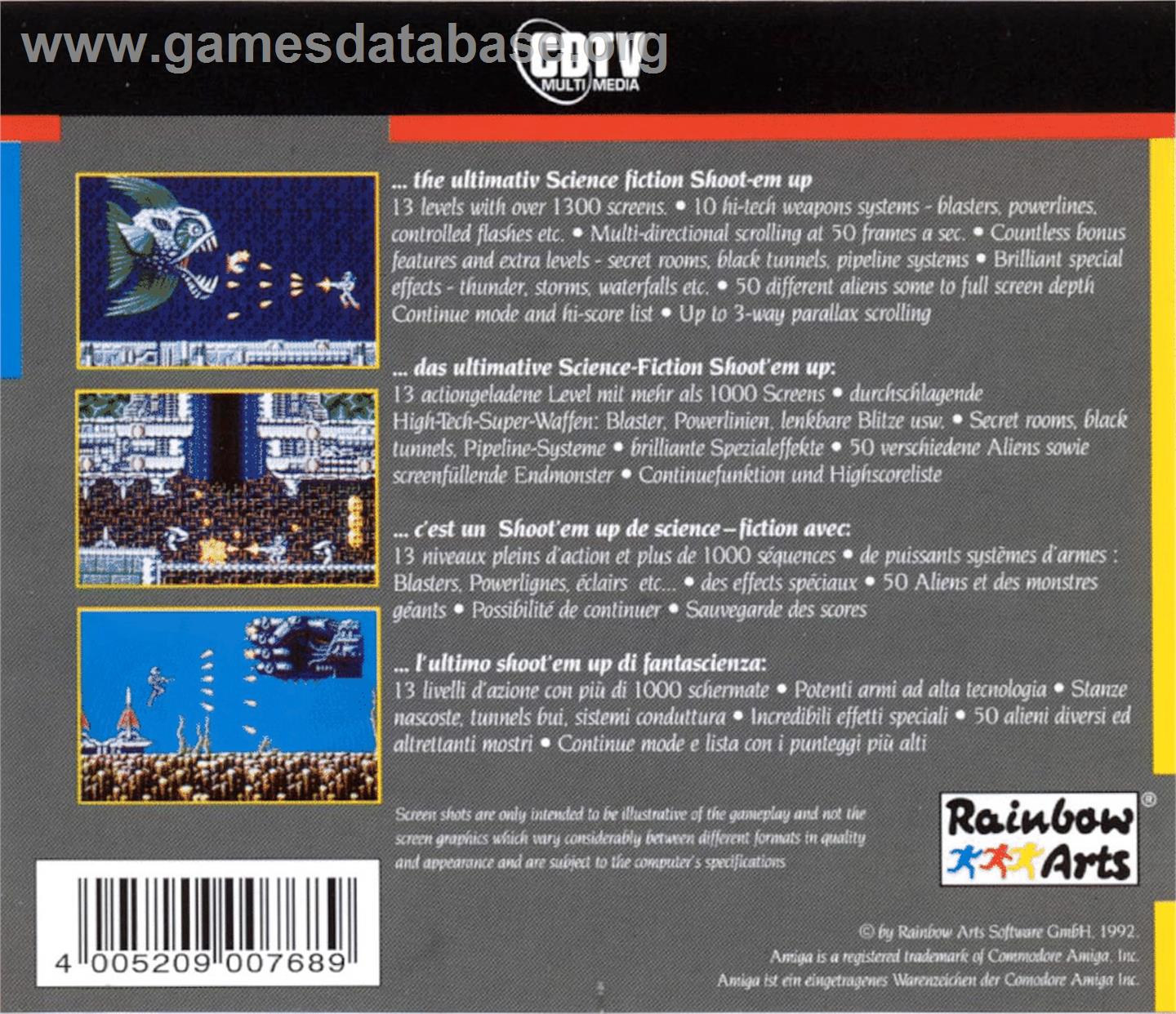 Turrican - Commodore CDTV - Artwork - Box Back
