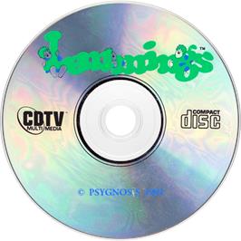 Cartridge artwork for Lemmings on the Commodore CDTV.