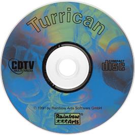 Cartridge artwork for Turrican on the Commodore CDTV.