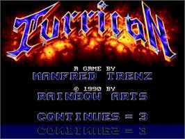 Title screen of Turrican on the Commodore CDTV.