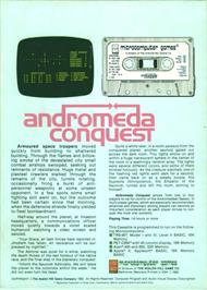 Box back cover for Andromeda Conquest on the Commodore PET.