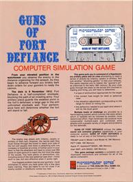 Box back cover for Guns of Fort Defiance on the Commodore PET.