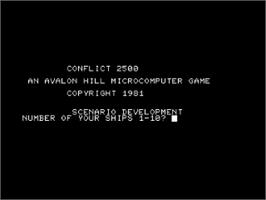 Title screen of Conflict 2500 on the Commodore PET.