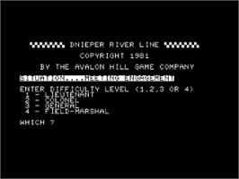 Title screen of Dnieper River Line on the Commodore PET.