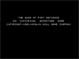 Title screen of Guns of Fort Defiance on the Commodore PET.
