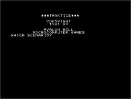 Title screen of Tanktics: Computer game of Armored Combat on the Eastern Front on the Commodore PET.