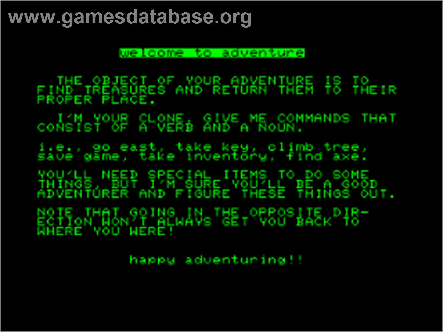 Adventureland - Commodore PET - Artwork - Title Screen