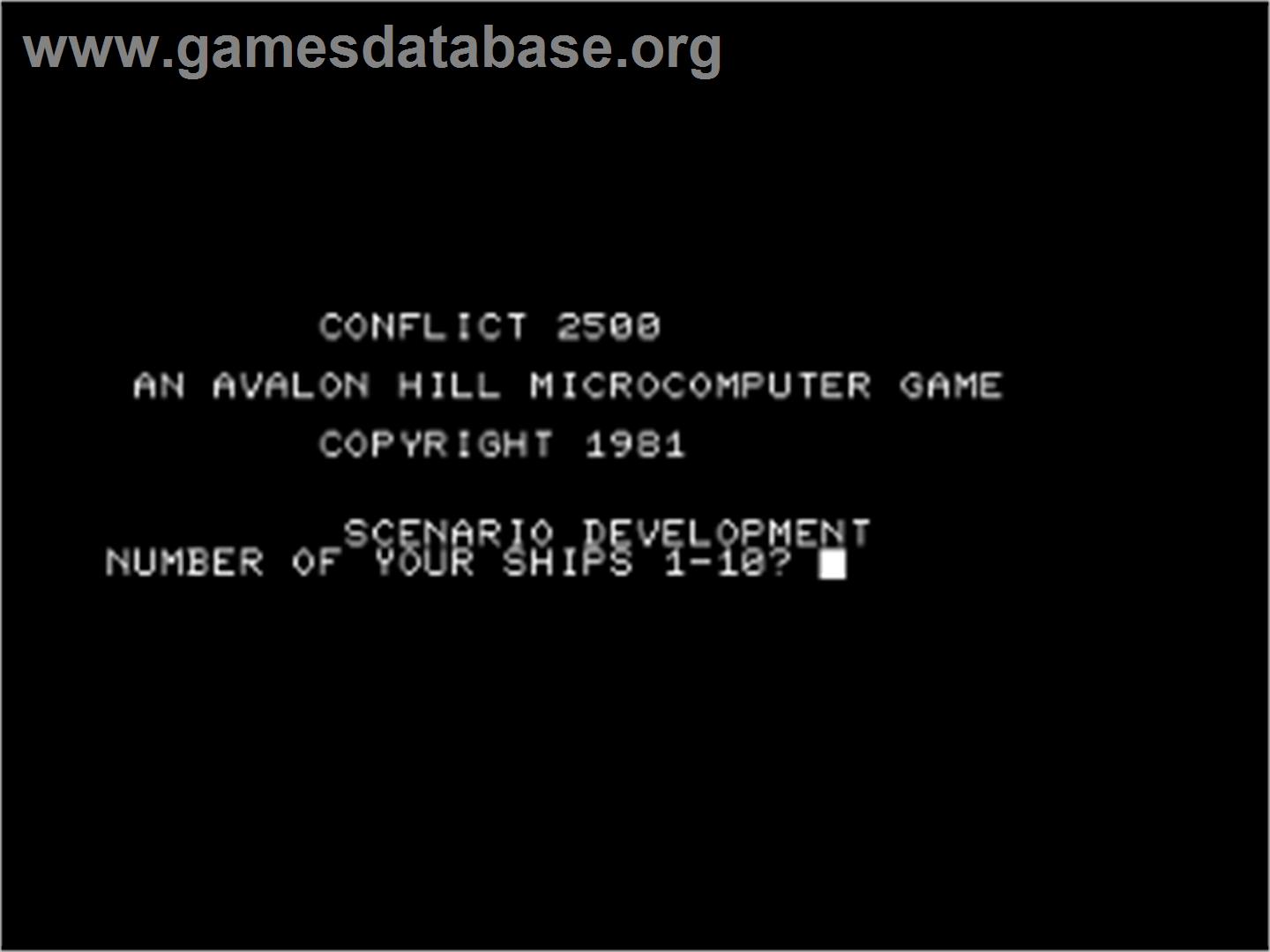 Conflict 2500 - Commodore PET - Artwork - Title Screen