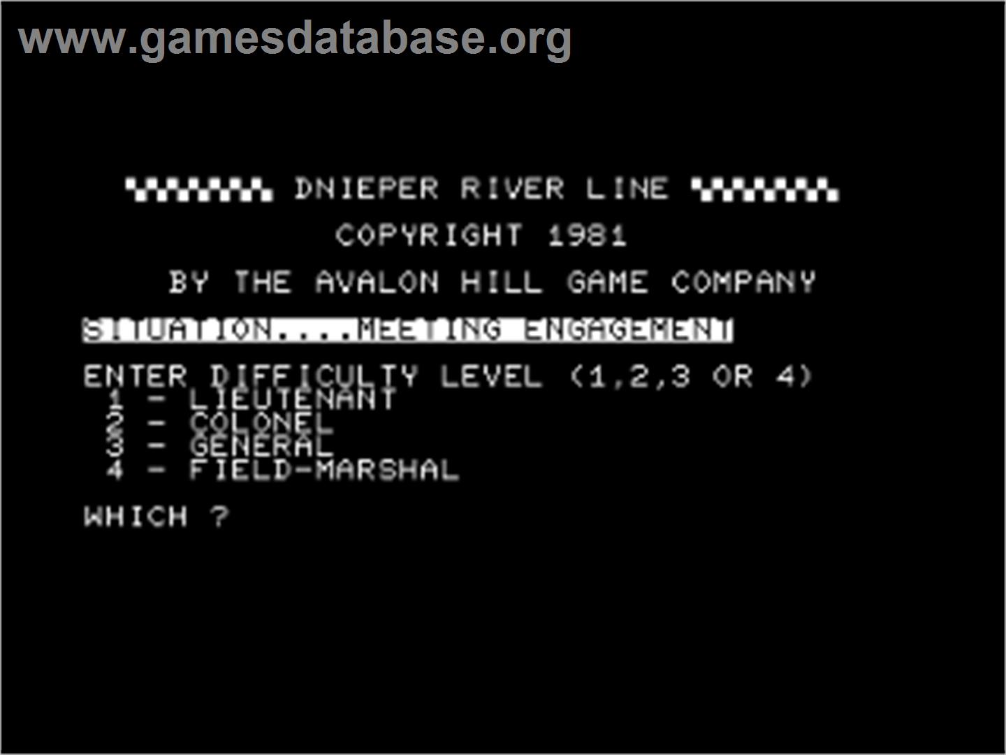 Dnieper River Line - Commodore PET - Artwork - Title Screen