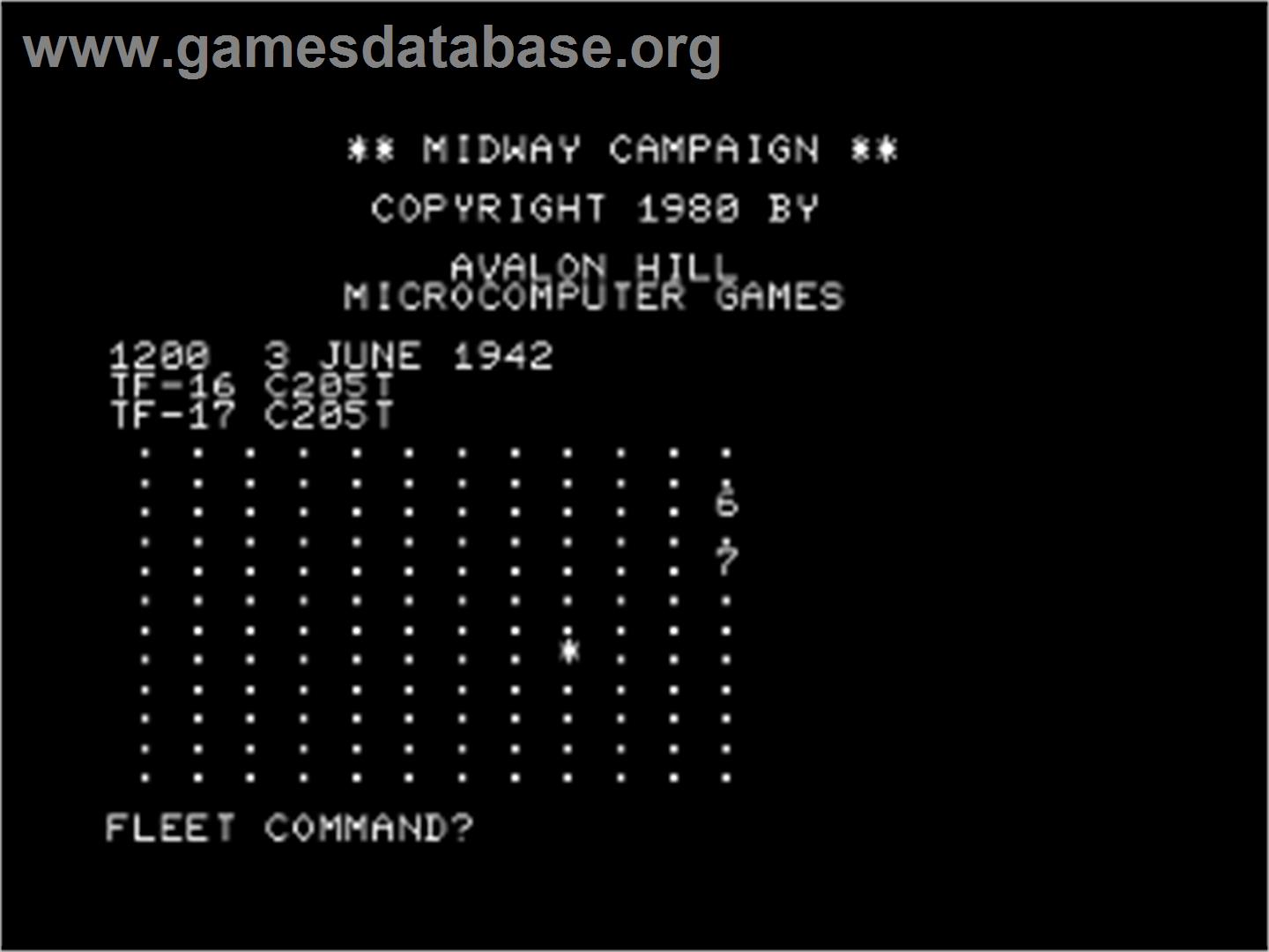 Midway Campaign - Commodore PET - Artwork - Title Screen