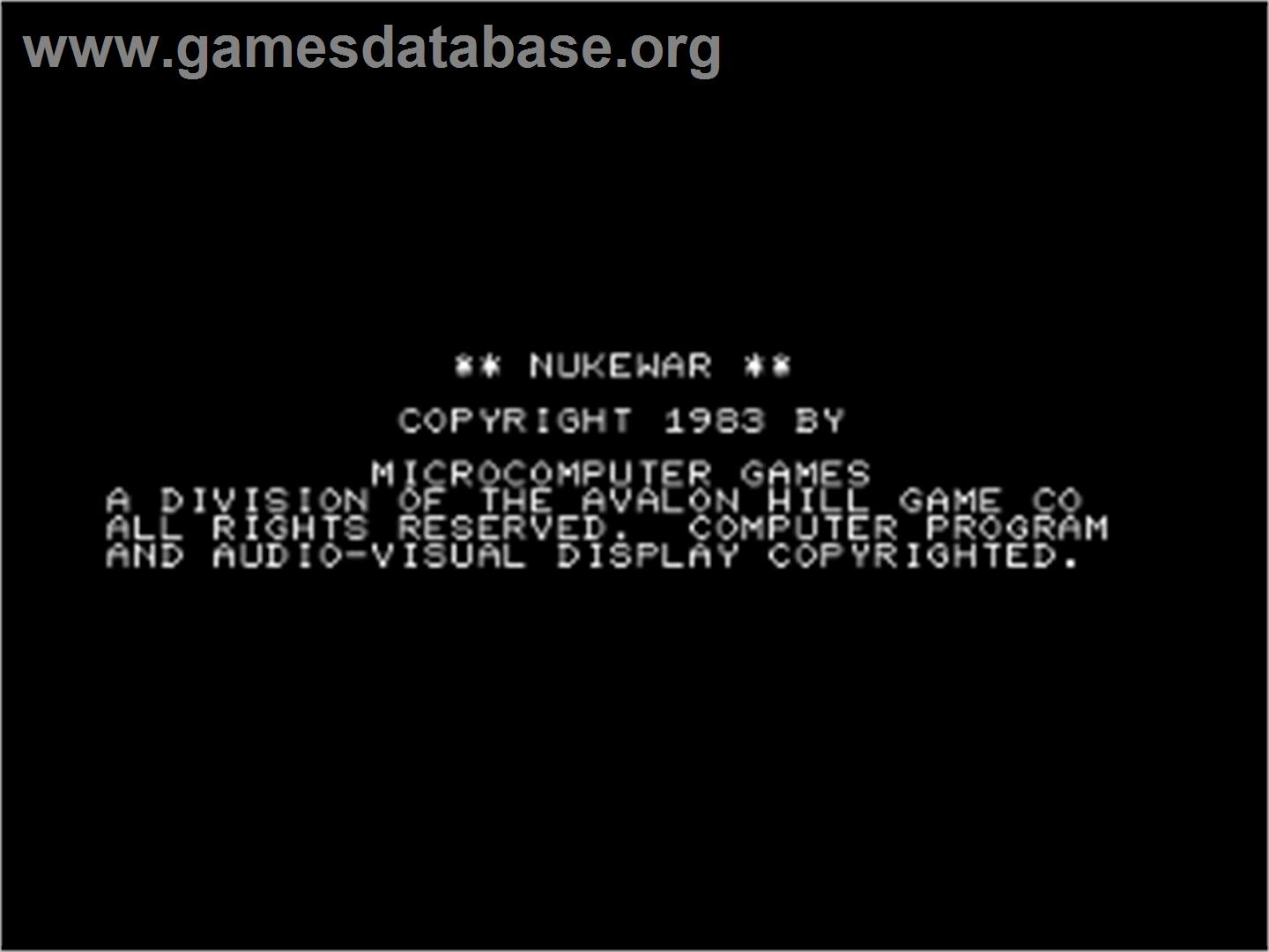 Nukewar - Commodore PET - Artwork - Title Screen