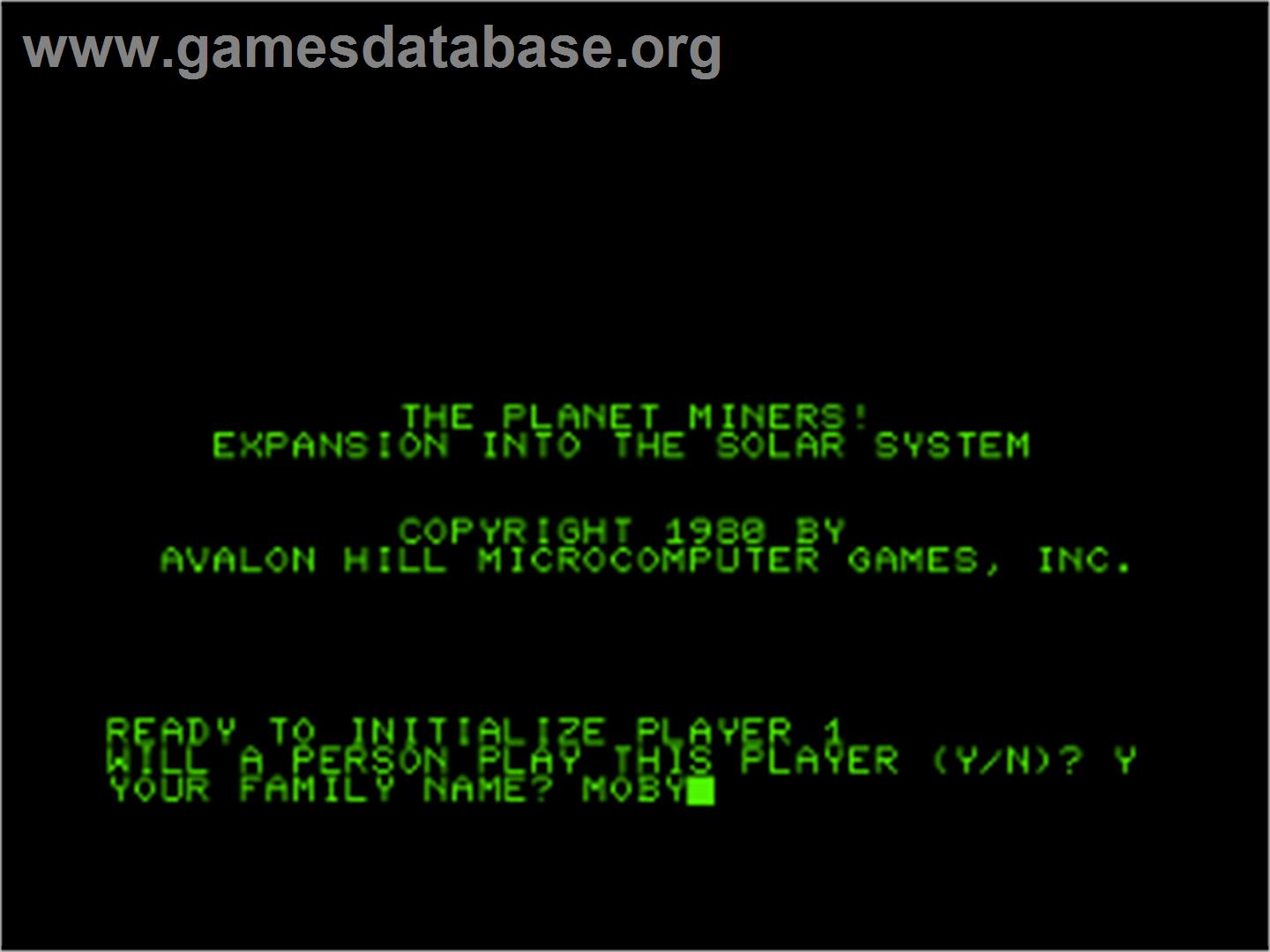 Planet Miners - Commodore PET - Artwork - Title Screen