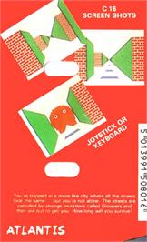 Box back cover for 3-d Glooper on the Commodore Plus 4.