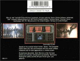 Box back cover for Aliens - The Computer Game on the Commodore Plus 4.