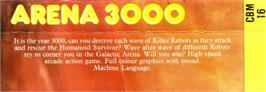 Box back cover for Arena 3000 on the Commodore Plus 4.