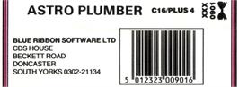 Box back cover for Astro Plumber on the Commodore Plus 4.