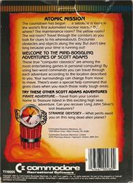 Box back cover for Atomic Mission on the Commodore Plus 4.