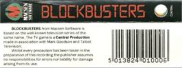 Box back cover for Blockbusters on the Commodore Plus 4.
