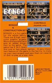 Box back cover for Bongo on the Commodore Plus 4.