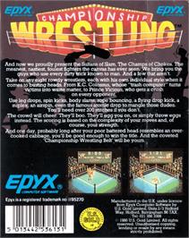 Box back cover for Championship Wrestling on the Commodore Plus 4.