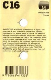 Box back cover for Fighting Warrior on the Commodore Plus 4.