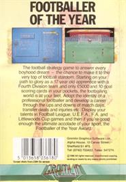 Box back cover for Footballer Of The Year on the Commodore Plus 4.