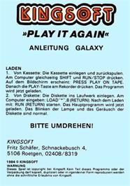 Box back cover for Galaxy on the Commodore Plus 4.
