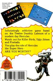 Box back cover for Hercules on the Commodore Plus 4.