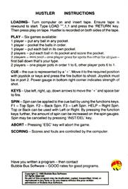 Box back cover for Hustler on the Commodore Plus 4.