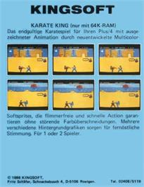 Box back cover for Karate King on the Commodore Plus 4.