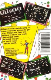 Box back cover for Killapede on the Commodore Plus 4.