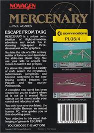 Box back cover for Mercenary on the Commodore Plus 4.