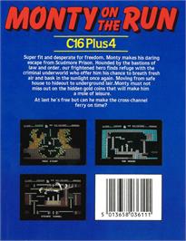 Box back cover for Monty On The Run on the Commodore Plus 4.