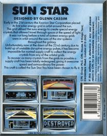 Box back cover for Sun Star on the Commodore Plus 4.
