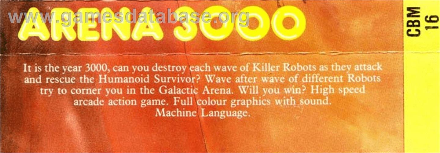 Arena 3000 - Commodore Plus 4 - Artwork - Box Back