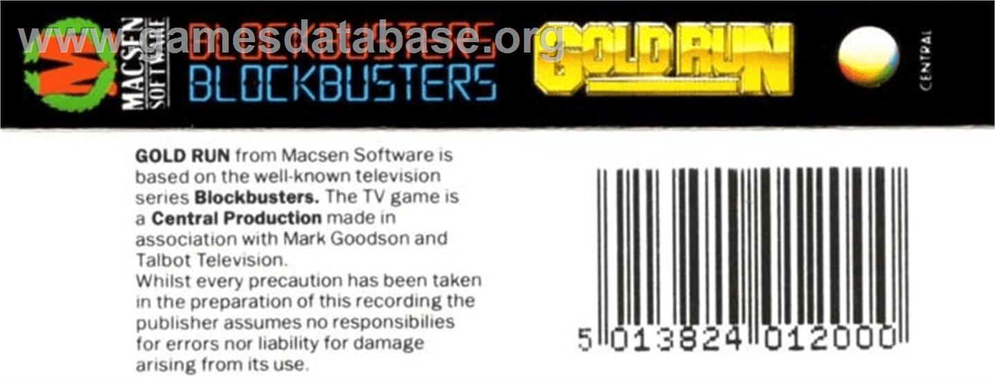 Blockbusters - Gold Run - Commodore Plus 4 - Artwork - Box Back