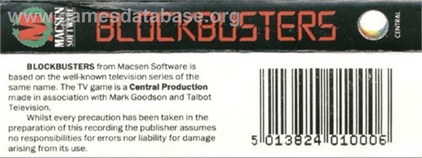 Blockbusters - Commodore Plus 4 - Artwork - Box Back