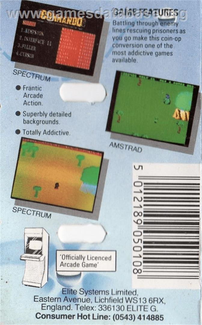 Commando - Commodore Plus 4 - Artwork - Box Back