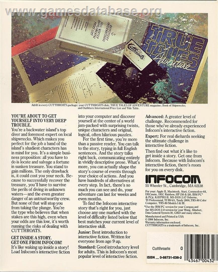 Cutthroats - Commodore Plus 4 - Artwork - Box Back