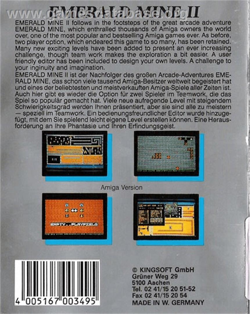Emerald Mine 2 - Commodore Plus 4 - Artwork - Box Back