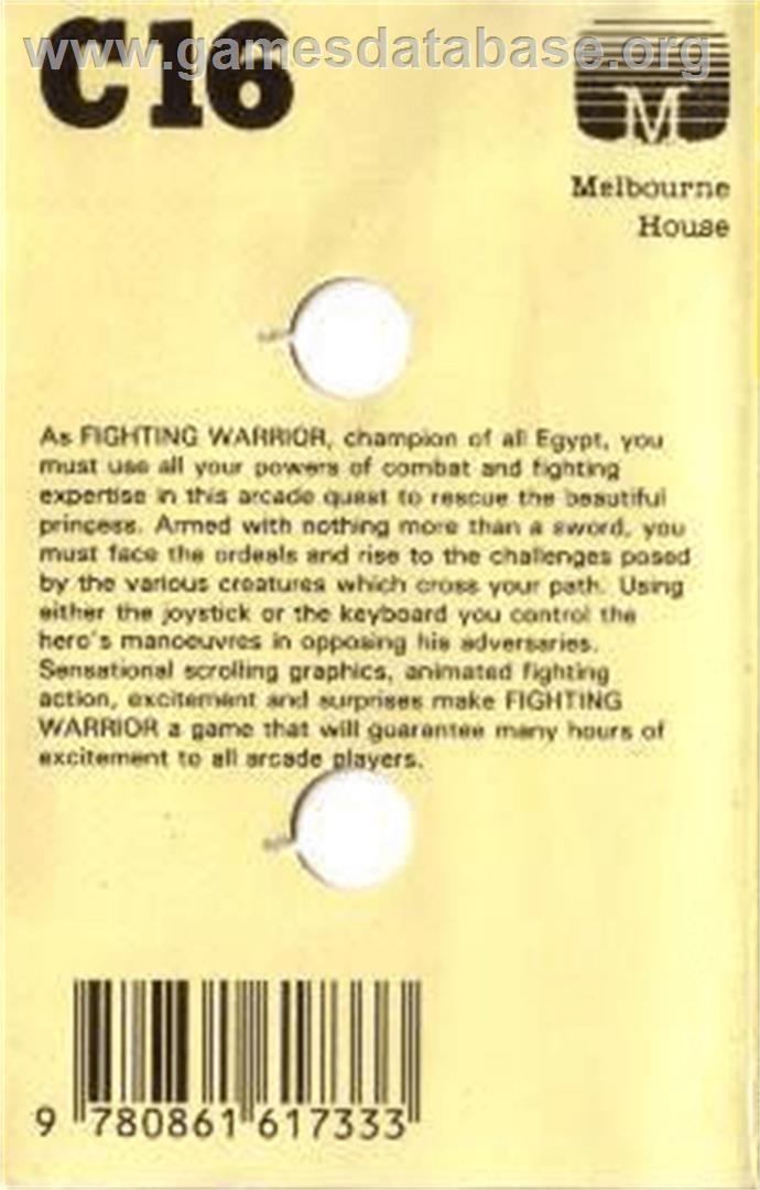 Fighting Warrior - Commodore Plus 4 - Artwork - Box Back